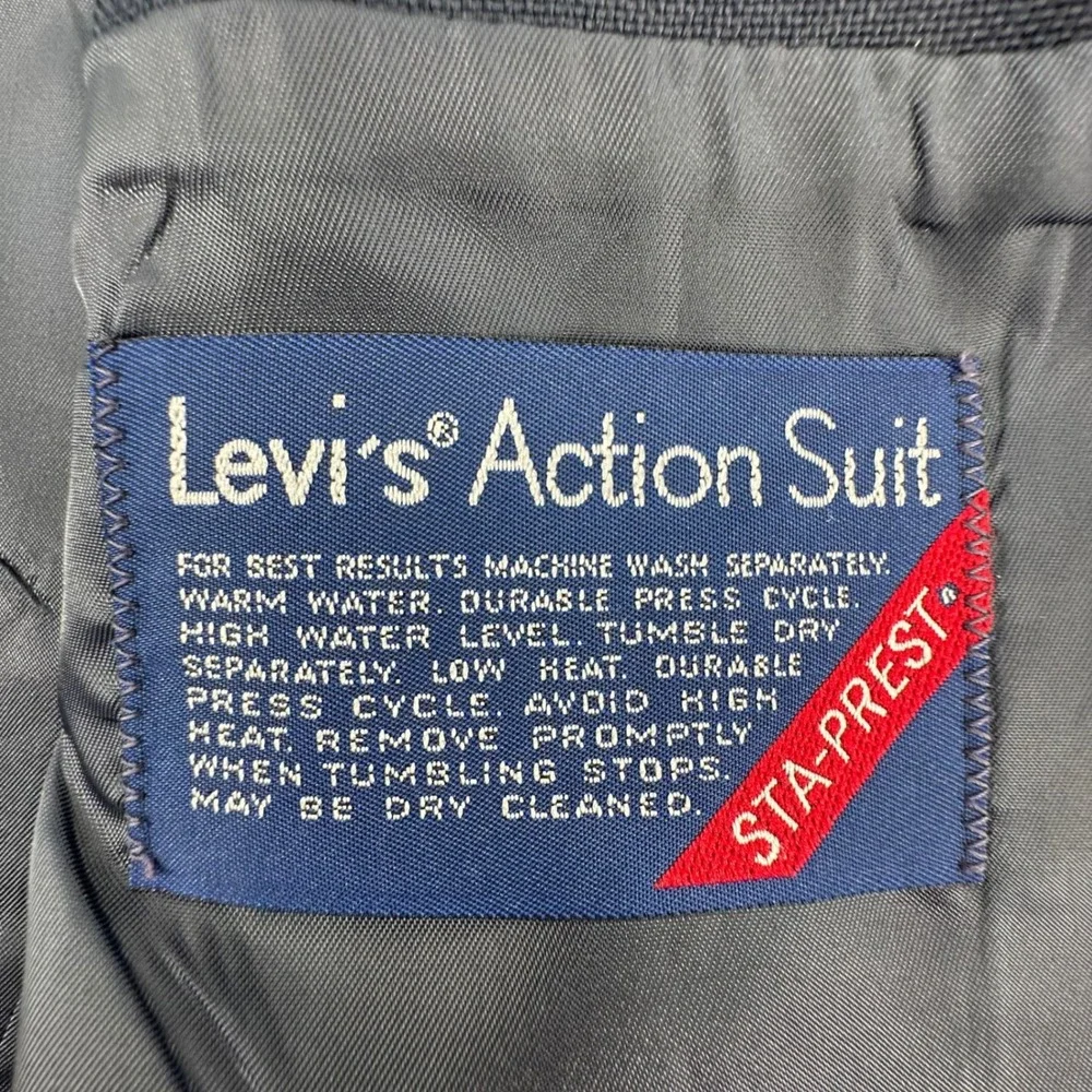 Levi's Action Suit Blazer Mens 46R‎ Navy Blue Sta-Prest Vintage Retro 70's